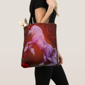 Fiery Unicorn und Rose Fantasy Horn Tasche (Von Nahem)