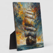 Fiery Voyage Dramatisches Segelschiff bei Sunset A Fotoplatte (Seite)