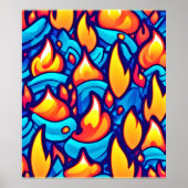 Fiery Waves Abstrakt Art Poster (Vorne)