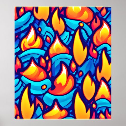Fiery Waves Abstrakt Art Poster (Vorne)