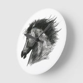 Fiery Wild Horse Runde Wanduhr (Winkel)