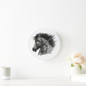 Fiery Wild Horse Runde Wanduhr (Zuhause)