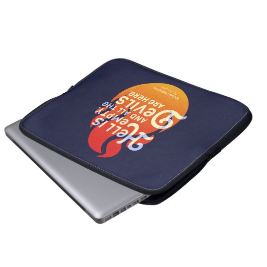 Fiery William Shakespeare Hell is Empty Laptopschutzhülle (Vorne Knopf)