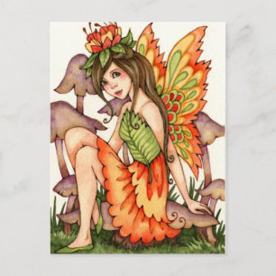 Fiery Wings - Herbstliche Fantasy Faible Kunst Postkarte