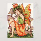 Fiery Wings - Herbstliche Fantasy Faible Kunst Postkarte (Vorderseite)