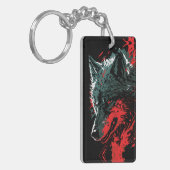 Fiery Wolf in Aktion Schlüsselanhänger (Vorderseite links)
