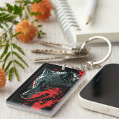 Fiery Wolf in Aktion Schlüsselanhänger (Vorderseite rechts)