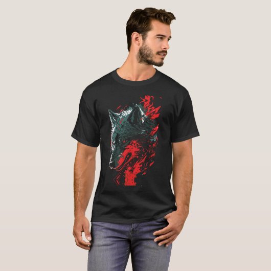 Fiery Wolf in Aktion T-Shirt (Vorne ganz)