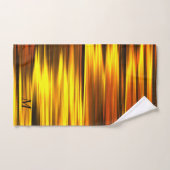 Fiery Yellow Orange Brown Abstract Design Monogram Badhandtuch Set (Handtuch)