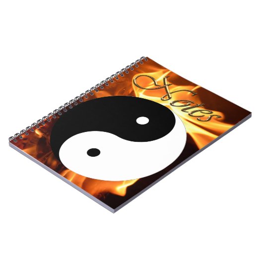 Fiery Yin und Yang Asian Symbol der Balance Notizblock (Linke Seite)