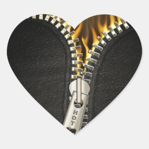 Fiery Zipper Herz-Aufkleber