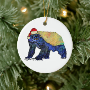 Fieser Weihnachtsmann Honigdachs Psychedelisch Keramik Ornament