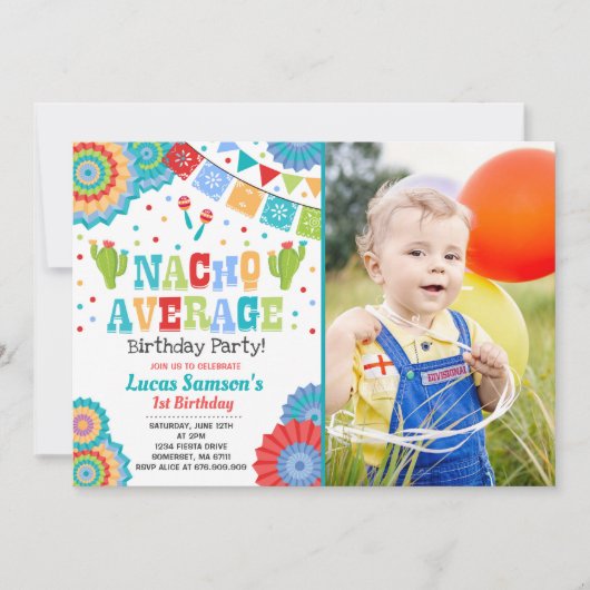 Fiesta 1. Geburtstag Einladung Nacho durchschnittl (Vorderseite)