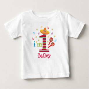Fiesta 1. Geburtstag Niedlich farbig mexikanisch Baby T-shirt