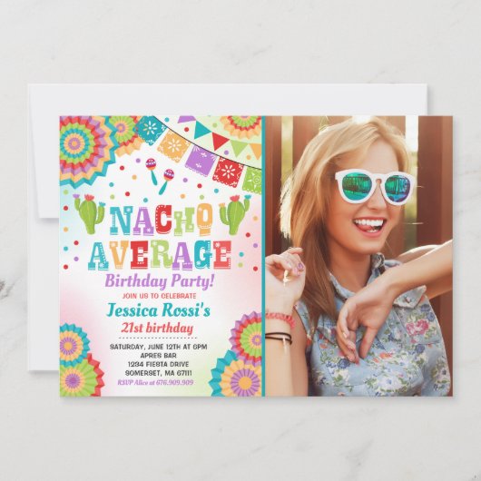 Fiesta 21. Geburtstag Einladung Nacho Durchschnitt (Vorderseite)