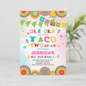 Fiesta 2. Geburtstag Einladung Taco Zweitägiges Pa (Stehend Vorderseite)