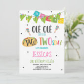 Fiesta 2. Geburtstag Einladung Taco Zweitägiges Pa (Stehend Vorderseite)