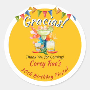 Fiesta 30. Geburtstag Danke Benutzerdefiniert "Gra Runder Aufkleber