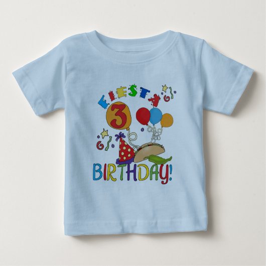Fiesta 3. Geburtstag T - Shirt und Geschenke (Vorderseite)