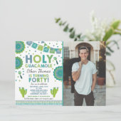 Fiesta 40. Geburtstag Einladung Heilige Guacamole (Stehend Vorderseite)