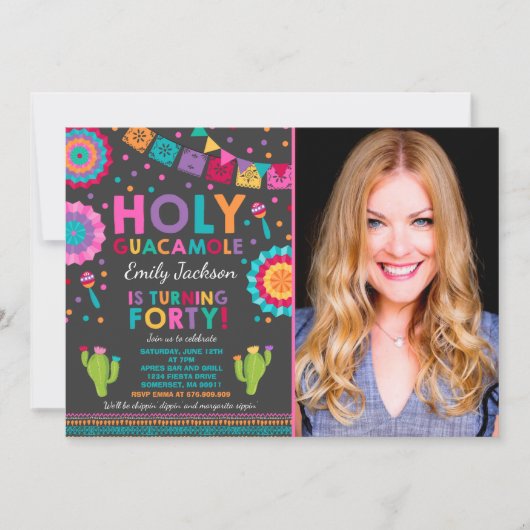 Fiesta 40. Geburtstag Einladung Heilige Guacamole  (Vorderseite)
