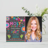 Fiesta 40. Geburtstag Einladung Heilige Guacamole (Stehend Vorderseite)