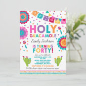 Fiesta 40. Geburtstag Einladung Heiliger Guacamole (Stehend Vorderseite)
