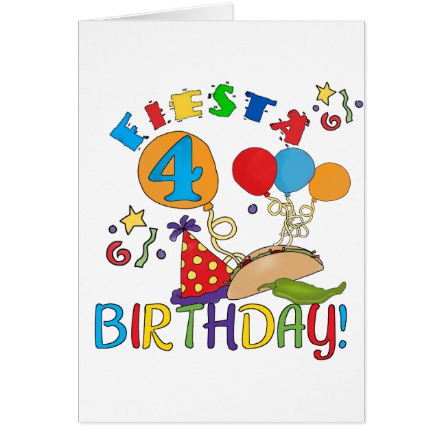 Fiesta 4. Geburtstag T - Shirt und Geschenke (Vorne)