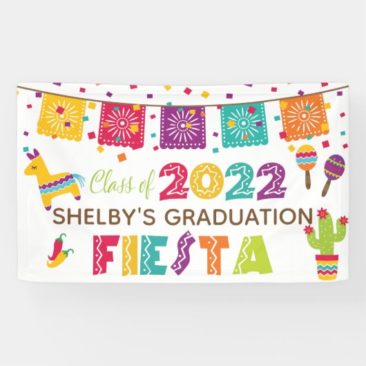 Fiesta Abschluss Banner - White - Class of 2022 (Horizontal)