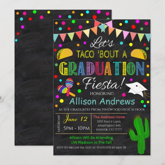 Fiesta Abschluss Einladung (Vorne/Hinten)