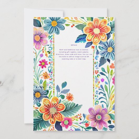 FIESTA ABSCHLUSS Folkart Blume Thema Einladung (Rückseite)