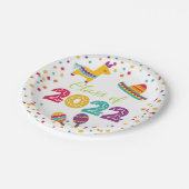 Fiesta Abschluss Plate - Sombrero (weiß) Pappteller (Schrägansicht)