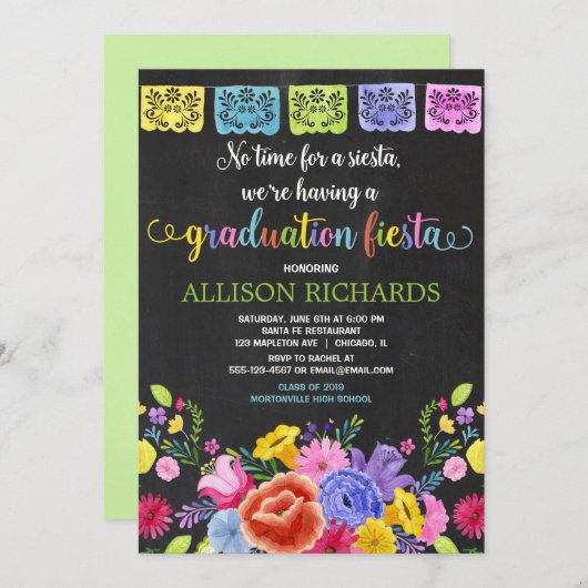 Fiesta Abschlussfeier, mexikanischer Abschluss Einladung (Vorne/Hinten)