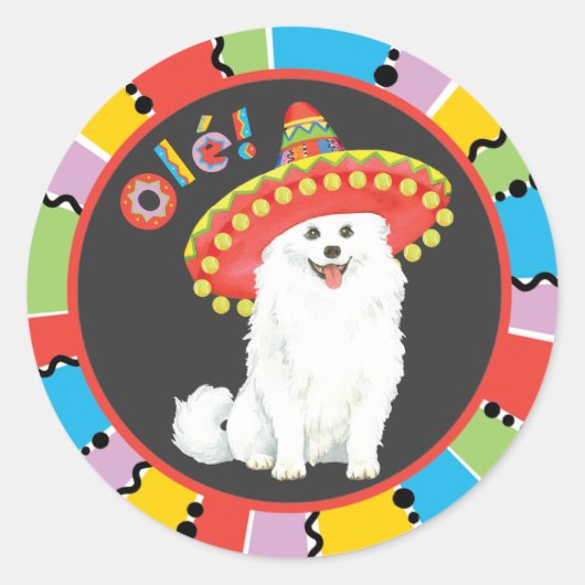 Fiesta American Eskimo Dog Runder Aufkleber (Vorderseite)
