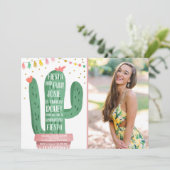 Fiesta and Fun Graduation Party Cactus Lasse Fiest Einladung (Stehend Vorderseite)