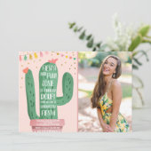 Fiesta and Fun Graduation Party Cactus Lasse Fiest Einladung (Stehend Vorderseite)