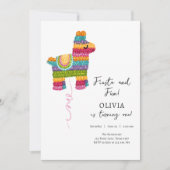 Fiesta and Fun Piñata Llama Girl First Birthday Einladung (Vorderseite)