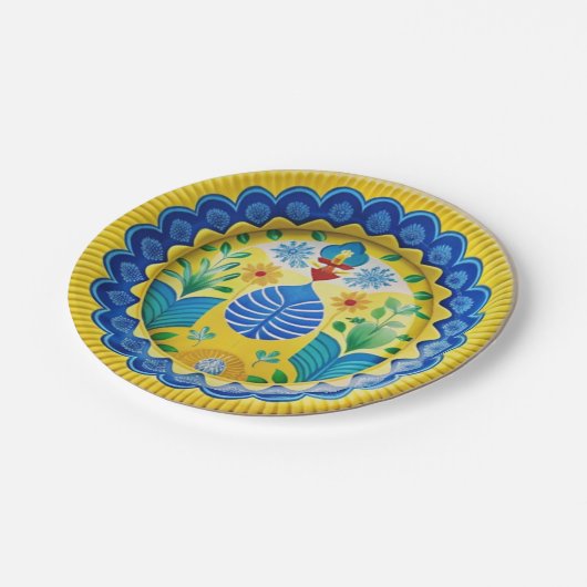 Fiesta auf einem Plate Spanisch Inspiriert Dessert Pappteller (Schrägansicht)