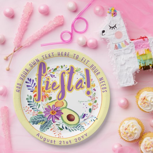 FIESTA Avocado Folkart Blume Custom Pappteller (Party)