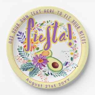 FIESTA Avocado Folkart Blumen Custom Pappteller