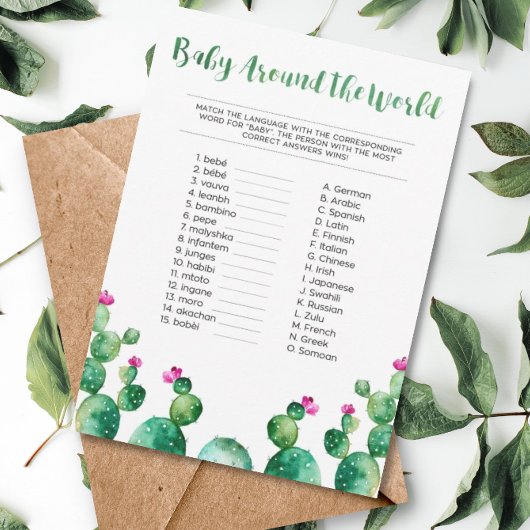 Fiesta Baby Around the World Shower Game Card Begleitkarte