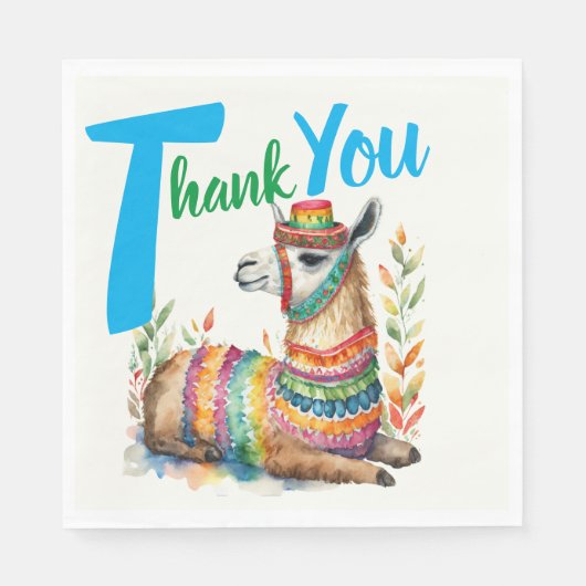 Fiesta Baby Boy Muchacho Shower Partyware Llama Serviette (Vorderseite)