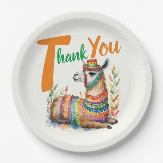 Fiesta Baby Boy oder Girl Shower Partyware Llama Pappteller (Vorderseite)