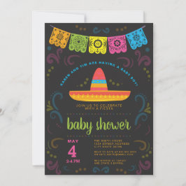 Fiesta Baby Dusche bunt Kalkboard Design Einladung