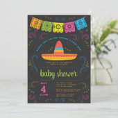 Fiesta Baby Dusche bunt Kalkboard Design Einladung (Stehend Vorderseite)