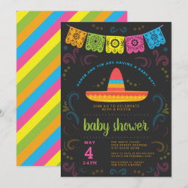 Fiesta Baby Dusche bunt Kalkboard Design Einladung