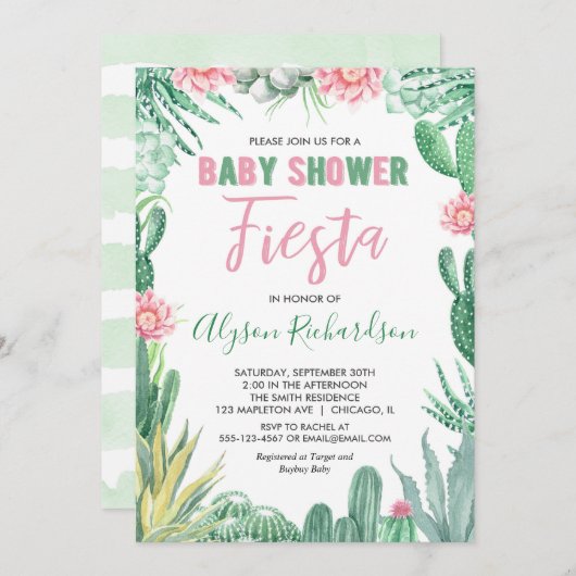 Fiesta baby Dusche cactus cinco de mayo Einladung (Vorne/Hinten)