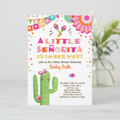 Fiesta Baby Dusche Einladung Floral Senorita Girl (Stehend Vorderseite)
