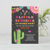 Fiesta Baby Dusche Einladung Floral Senorita Girl (Stehend Vorderseite)