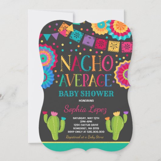 Fiesta Baby Dusche Einladung Nacho Average Dusche (Vorderseite)